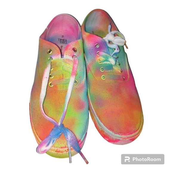 Homemade Custom Hippie Tie Dye Sprayed memory foam time n tru size 9 women'sshoe - Picture 2 of 6